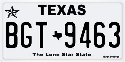 TX license plate BGT9463