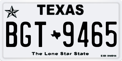 TX license plate BGT9465