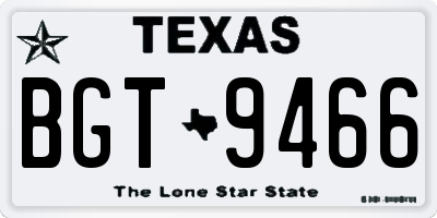 TX license plate BGT9466