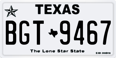 TX license plate BGT9467