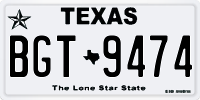 TX license plate BGT9474