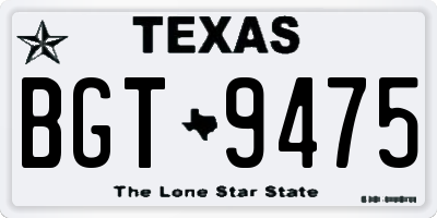 TX license plate BGT9475