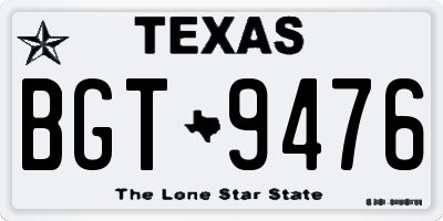 TX license plate BGT9476