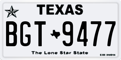 TX license plate BGT9477