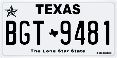 TX license plate BGT9481