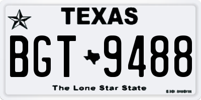 TX license plate BGT9488