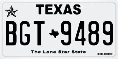 TX license plate BGT9489