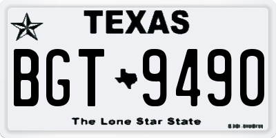 TX license plate BGT9490