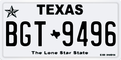 TX license plate BGT9496
