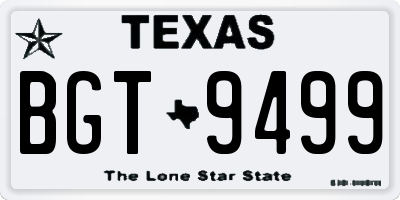 TX license plate BGT9499