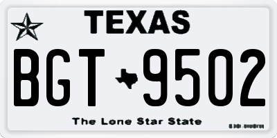 TX license plate BGT9502
