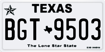 TX license plate BGT9503