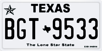 TX license plate BGT9533