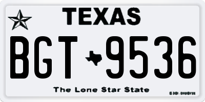 TX license plate BGT9536