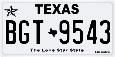 TX license plate BGT9543