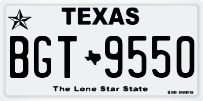 TX license plate BGT9550
