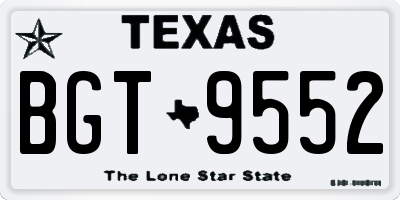 TX license plate BGT9552