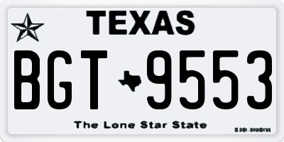 TX license plate BGT9553