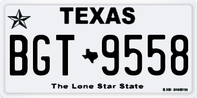 TX license plate BGT9558