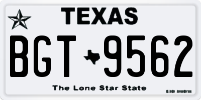 TX license plate BGT9562