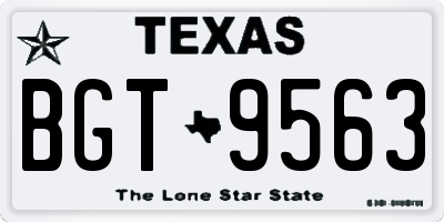 TX license plate BGT9563