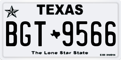 TX license plate BGT9566