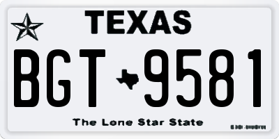 TX license plate BGT9581