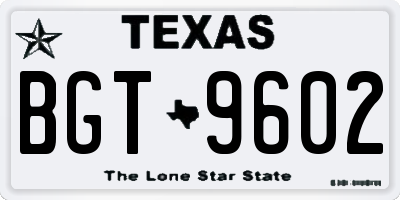 TX license plate BGT9602