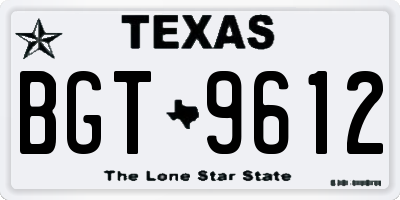 TX license plate BGT9612