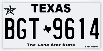 TX license plate BGT9614