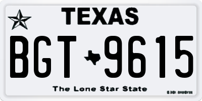 TX license plate BGT9615