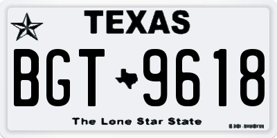 TX license plate BGT9618