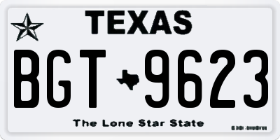TX license plate BGT9623