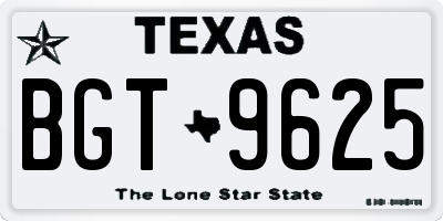 TX license plate BGT9625