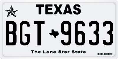 TX license plate BGT9633