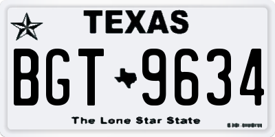TX license plate BGT9634