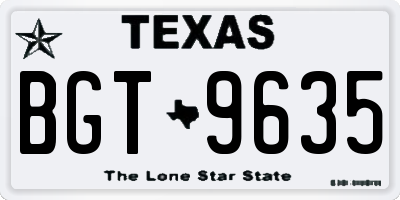 TX license plate BGT9635