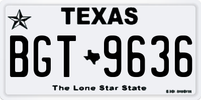 TX license plate BGT9636