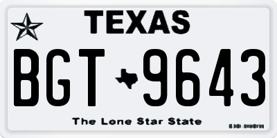 TX license plate BGT9643