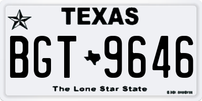 TX license plate BGT9646