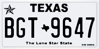 TX license plate BGT9647