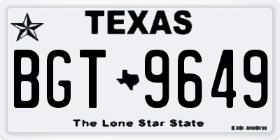 TX license plate BGT9649