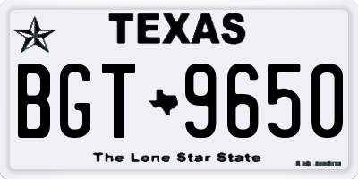 TX license plate BGT9650