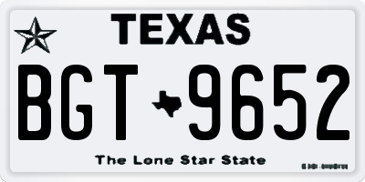 TX license plate BGT9652
