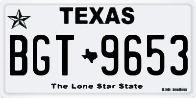 TX license plate BGT9653
