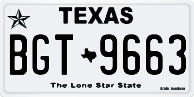 TX license plate BGT9663