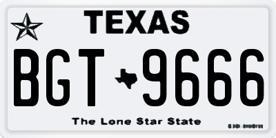 TX license plate BGT9666