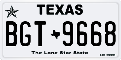 TX license plate BGT9668