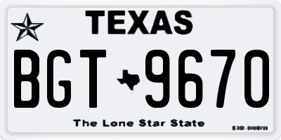 TX license plate BGT9670