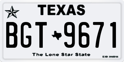 TX license plate BGT9671